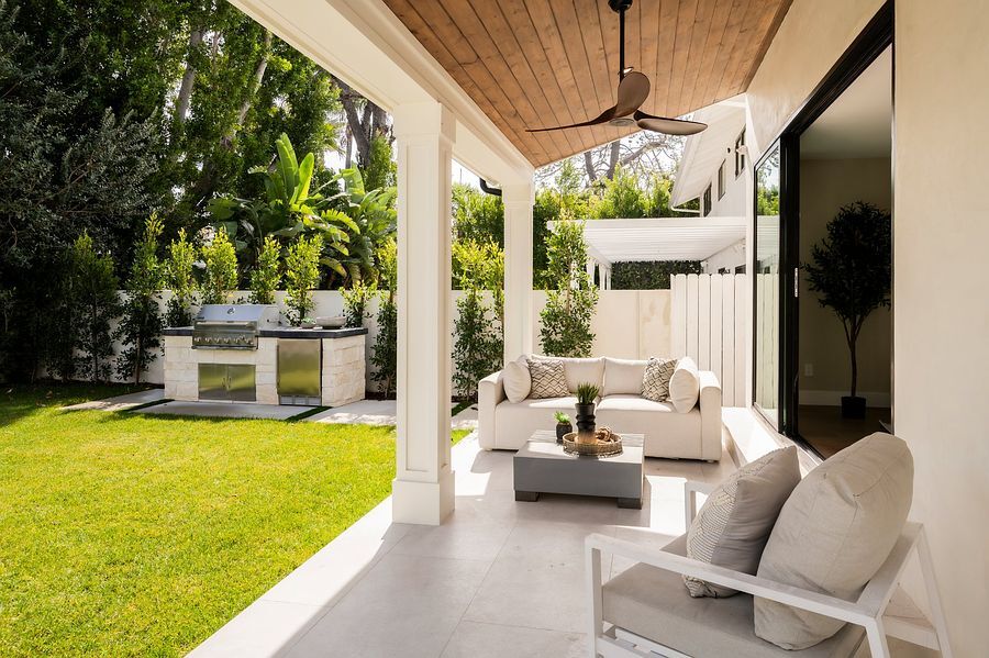 Covered patio and garden at a Valley Village home, from Kendra's own photo collection